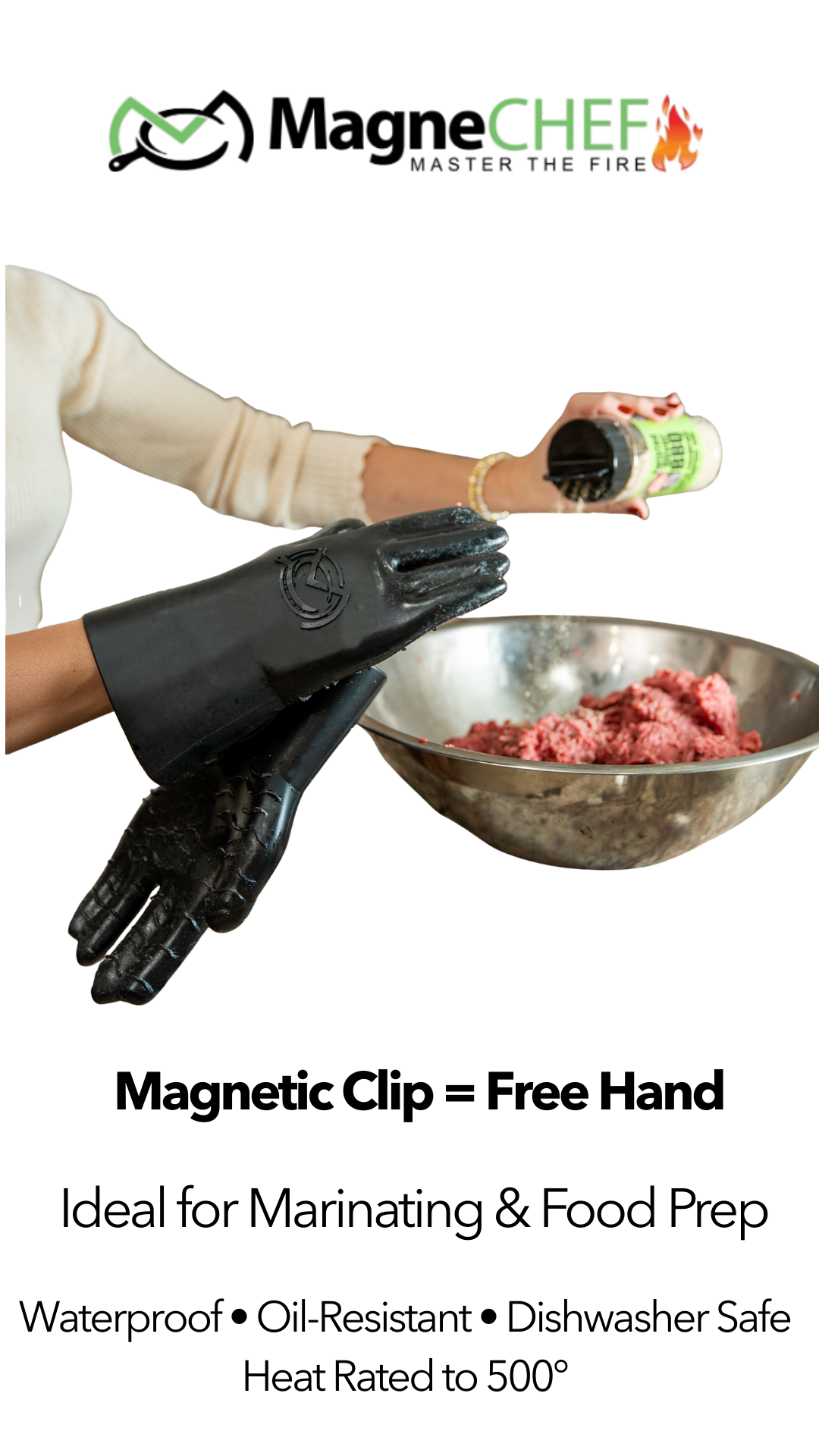 MagneCHEF Magnetic Easy On & Off BBQ Gloves