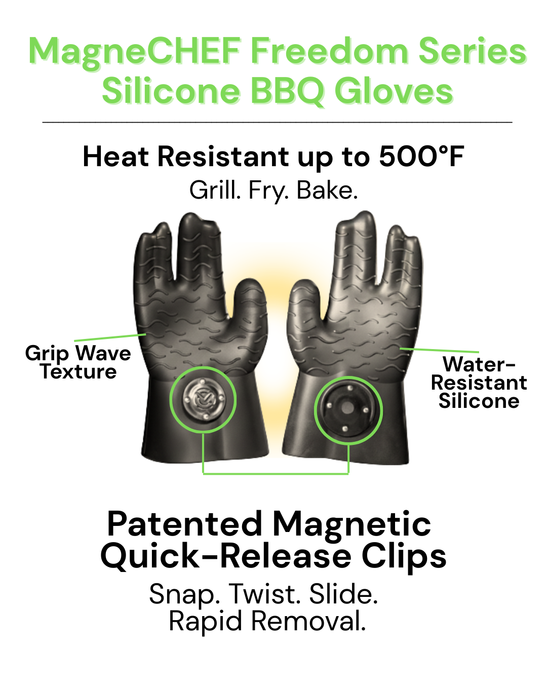 MagneCHEF Magnetic Easy On & Off BBQ Gloves