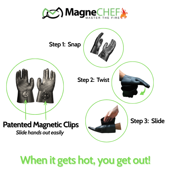 MagneCHEF Magnetic Easy On & Off BBQ Gloves