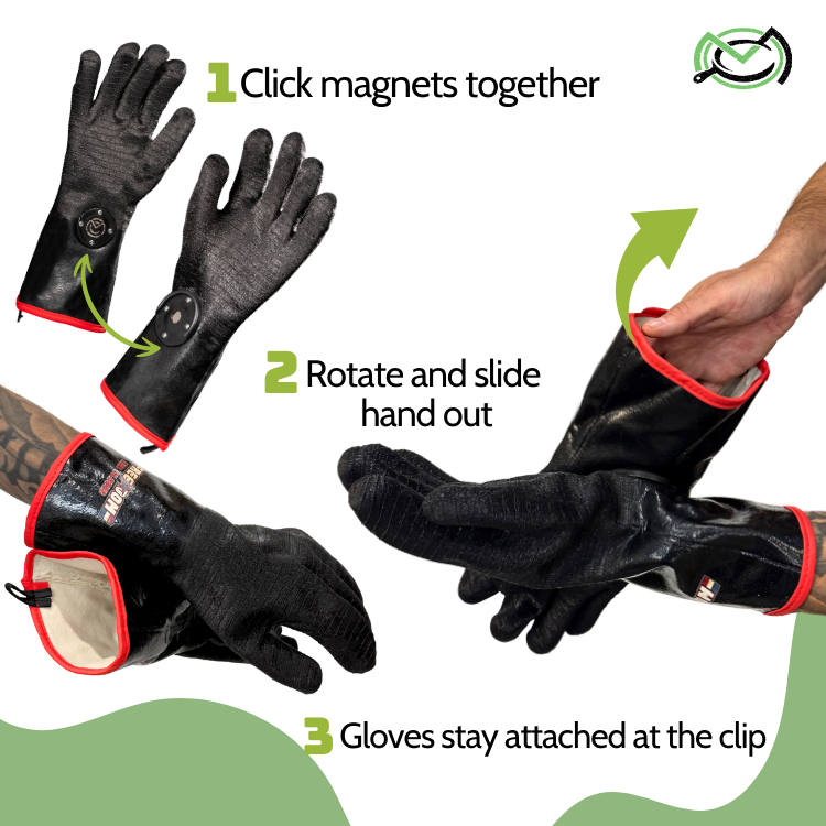 FREEDOM BBQ  Gloves 18" Cuffs with Magnetic Safety Clip